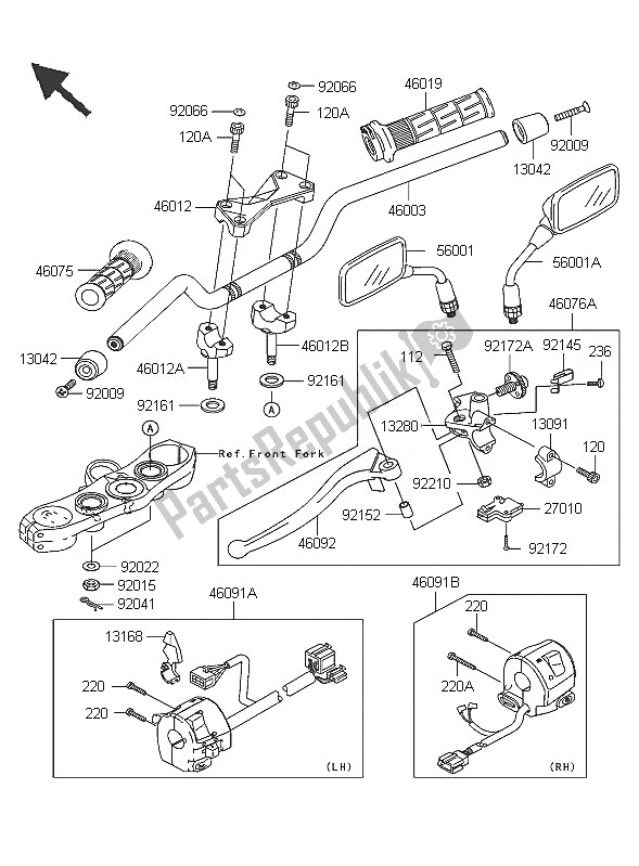 Todas las partes para Manillar de Kawasaki Z 1000 2005