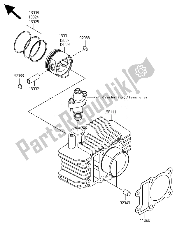 Tutte le parti per il Cilindro E Pistone del Kawasaki KLX 110 2014