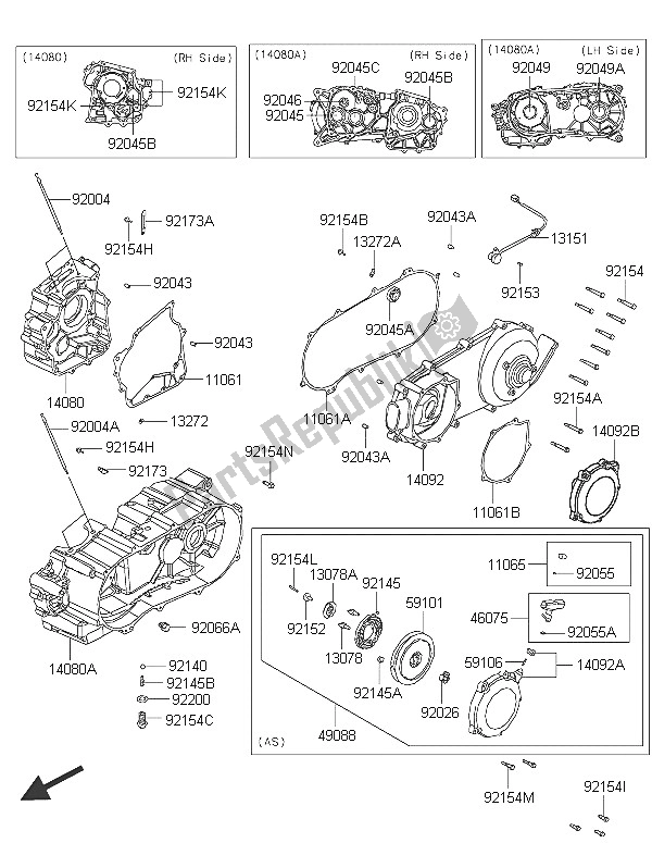 Todas las partes para Caja Del Cigüeñal de Kawasaki Brute Force 300 2016