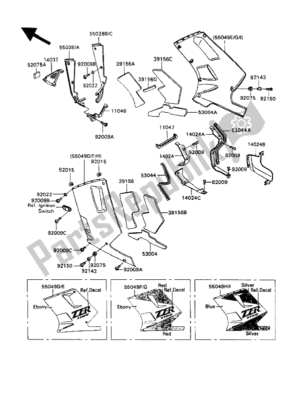 All parts for the Cowling Lowers of the Kawasaki ZZ R 1100 1992
