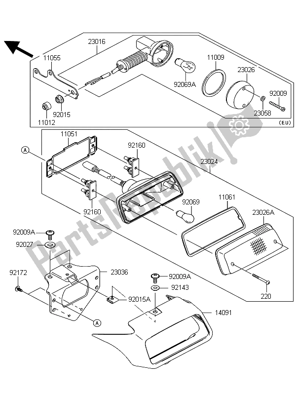 Toutes les pièces pour le Feu Arrière du Kawasaki KFX 700 2009