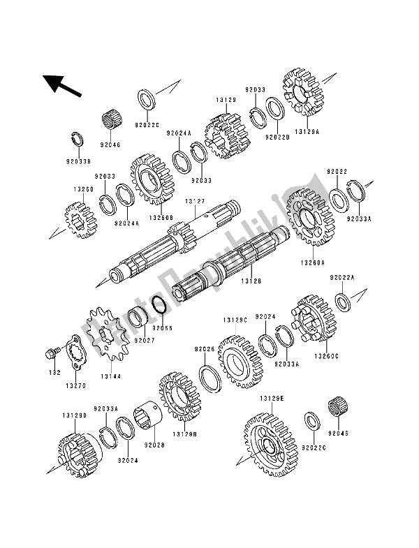 Alle onderdelen voor de Overdragen van de Kawasaki KLR 250 1994