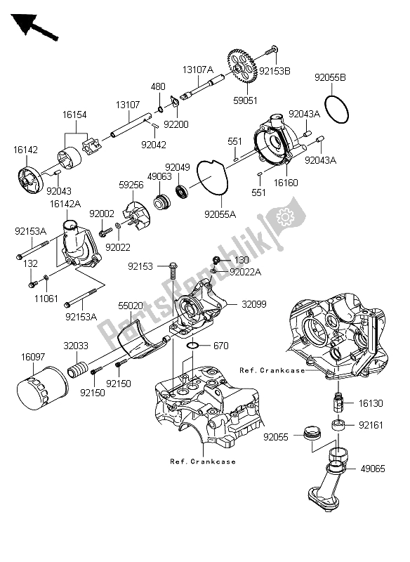 All parts for the Oil Pump of the Kawasaki Ninja ZX 6R 600 2008