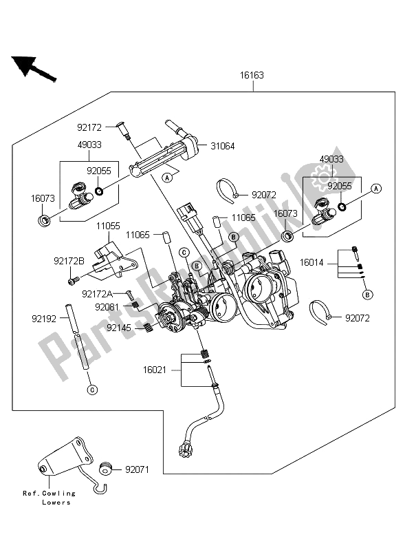 Tutte le parti per il Valvola A Farfalla del Kawasaki Ninja 250R 2009