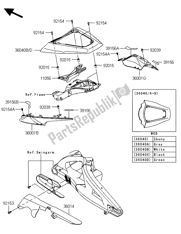 Tutte le parti per il Coperture Laterali E Copertura A Catena del Kawasaki Ninja ZX 10R ABS 1000 2014