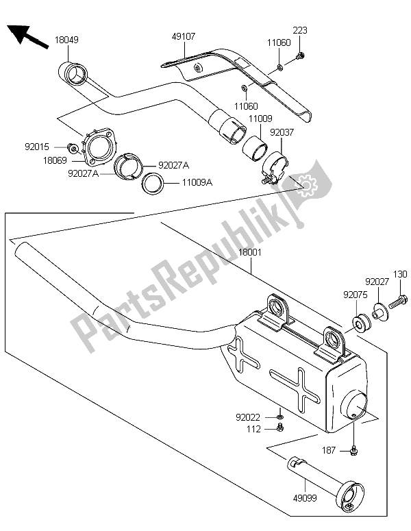 All parts for the Muffler of the Kawasaki KLF 300 2006