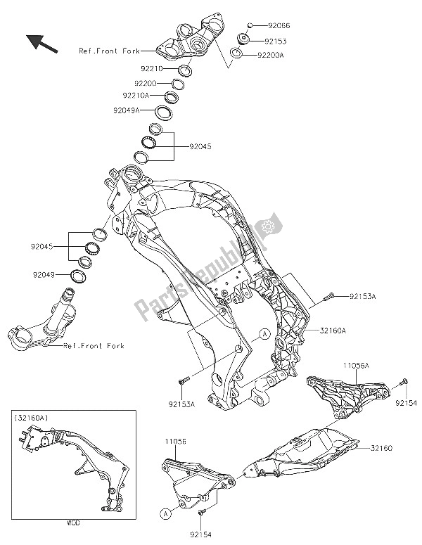 Toutes les pièces pour le Cadre du Kawasaki Z 1000 SX ABS 2016