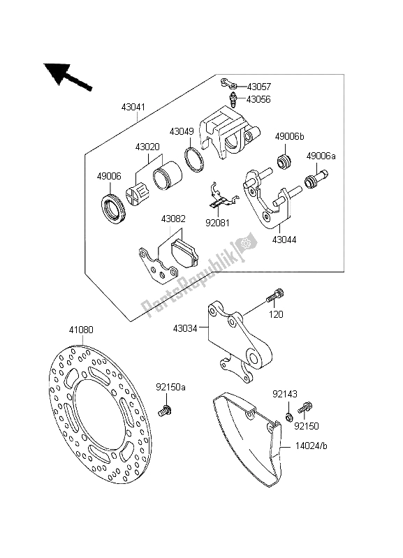 Toutes les pièces pour le Frein Arriere du Kawasaki KLE 500 1996