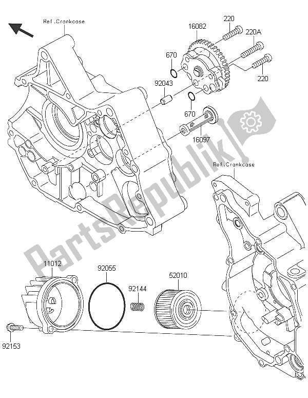 Tutte le parti per il Pompa Dell'olio del Kawasaki KLX 110 2016