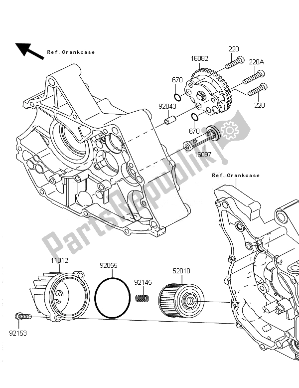All parts for the Oil Pump of the Kawasaki KLX 110 2007