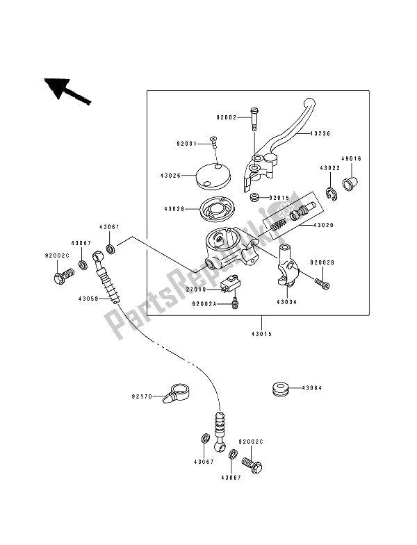 Tutte le parti per il Pompa Freno Anteriore del Kawasaki Estrella 250 1994