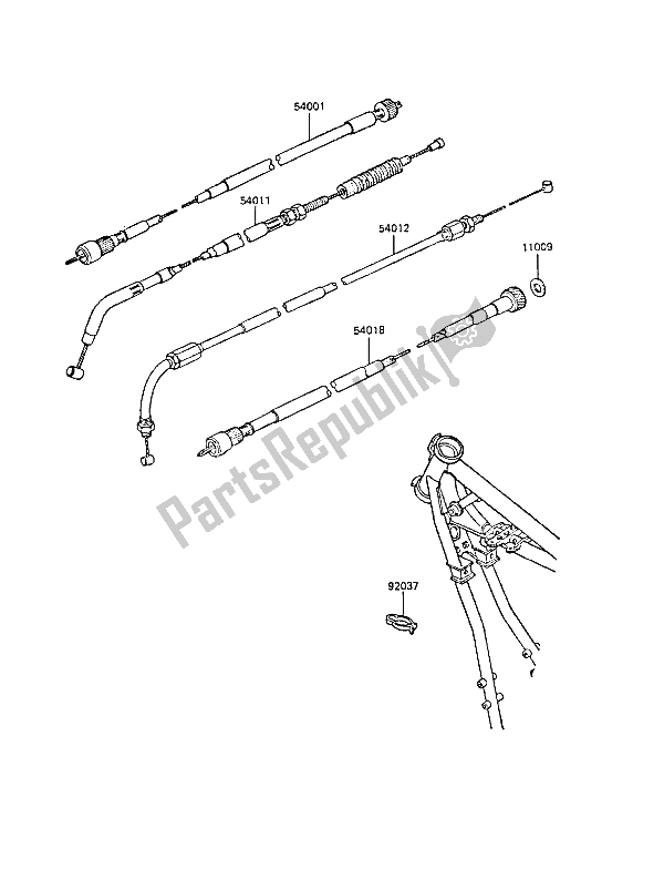 Alle onderdelen voor de Kabels van de Kawasaki GPZ 305 Belt Drive 1986