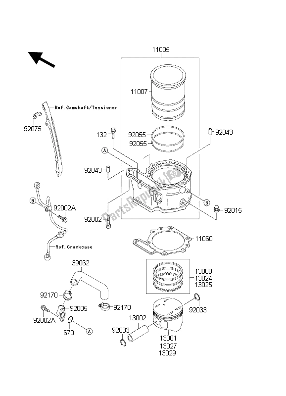 Toutes les pièces pour le Cylindre Et Piston (s) du Kawasaki KLR 650C 2004