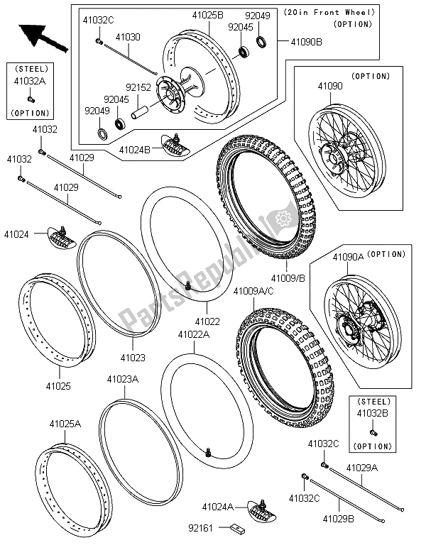 All parts for the Tires of the Kawasaki KX 250F 2006