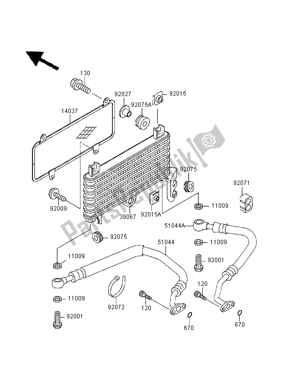 All parts for the Oil Cooler of the Kawasaki ZZR 600 1995