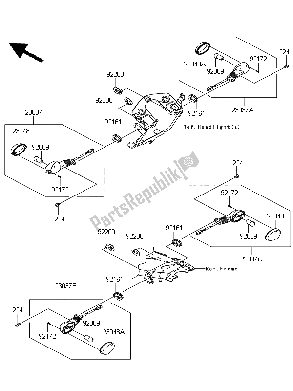 All parts for the Turn Signals of the Kawasaki D Tracker 125 2011