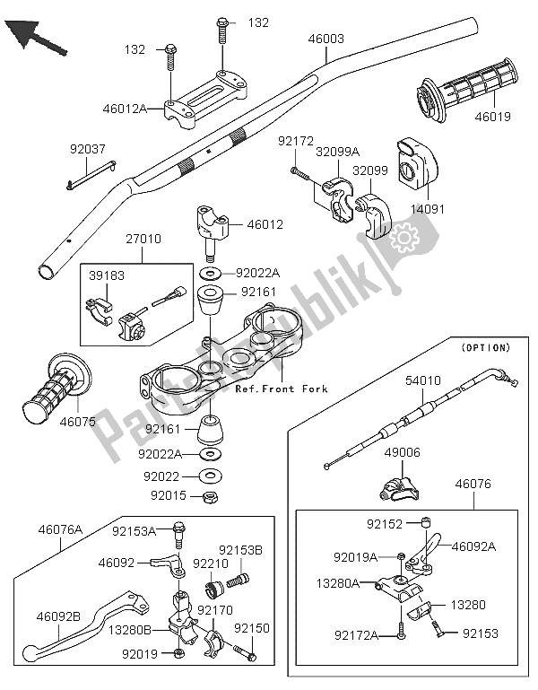 Todas las partes para Manillar de Kawasaki KX 250F 2005