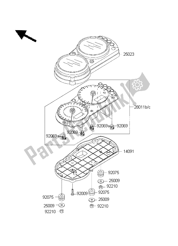 All parts for the Meter of the Kawasaki Ninja ZX 9R 900 2001