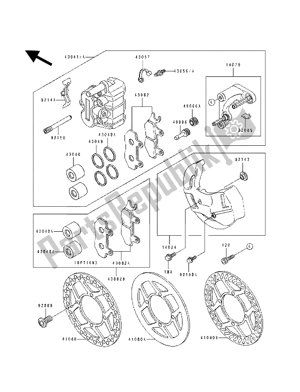 Todas las partes para Pinza Delantera de Kawasaki KX 250 1991