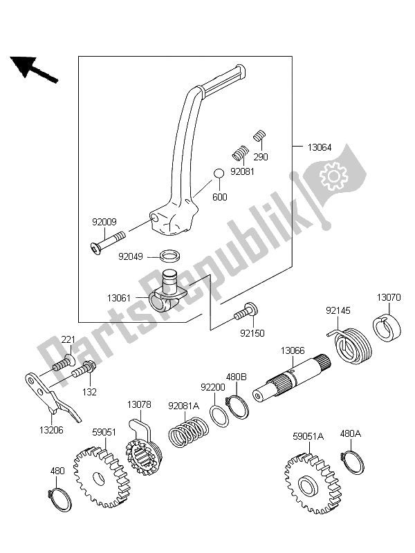 Todas as partes de Mecanismo De Kickstarter do Kawasaki KX 65 2011