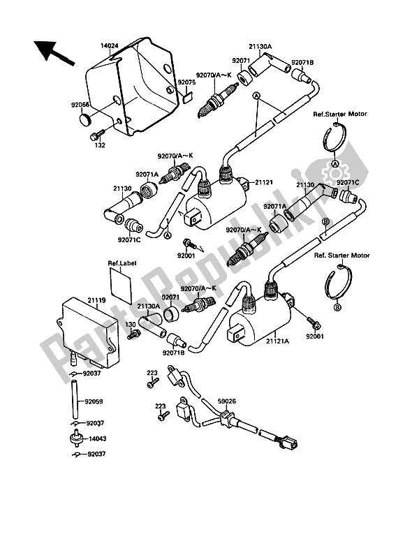 All parts for the Ignition Coil of the Kawasaki VN 15 1500 1989