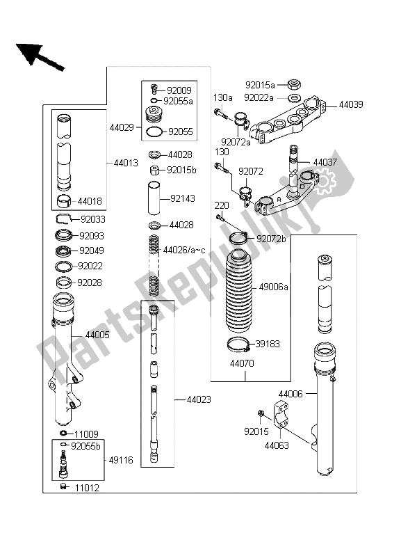 Todas las partes para Tenedor Frontal de Kawasaki KDX 200 1996