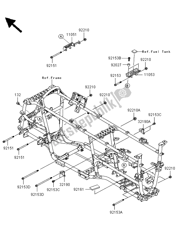 All parts for the Engine Mount of the Kawasaki KVF 650 4X4 2013