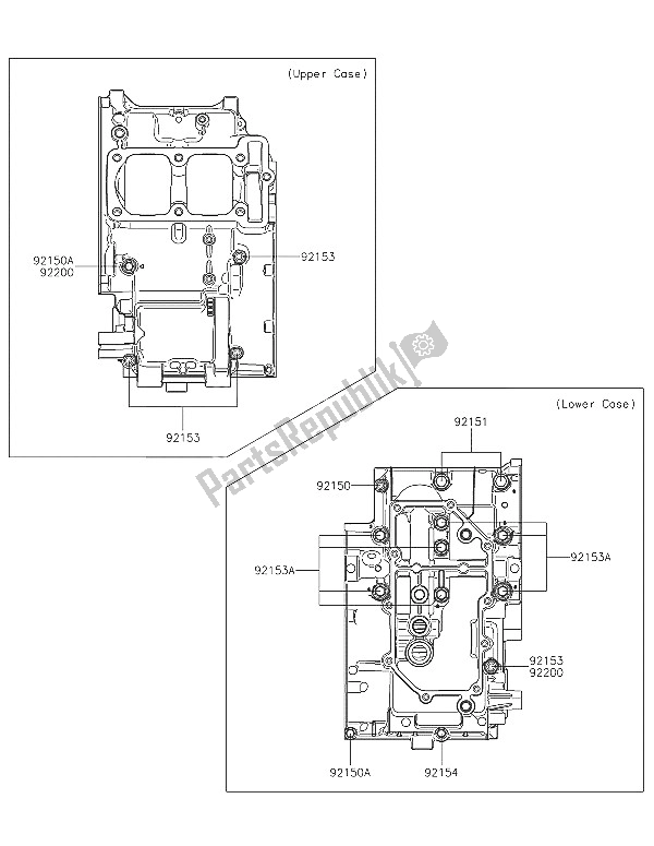 All parts for the Crankcase Bolt Pattern of the Kawasaki Ninja 300 2016