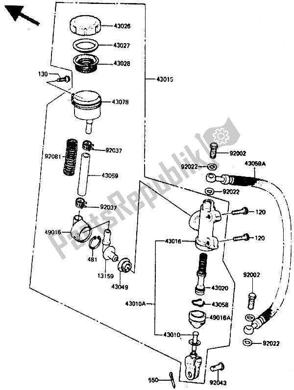 Todas las partes para Cilindro Maestro Trasero de Kawasaki GPZ 750 1987