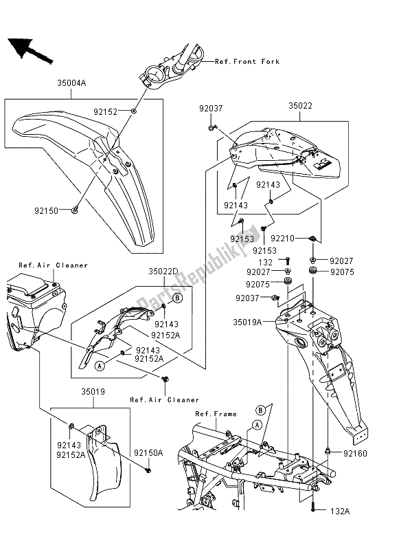 All parts for the Fenders of the Kawasaki KLX 250 2013