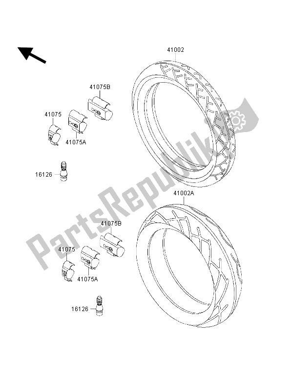 Tutte le parti per il Pneumatici del Kawasaki 1000 GTR 1996