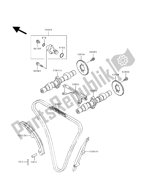 Tutte le parti per il Albero A Camme (s) E Tenditore del Kawasaki KLE 500 1991