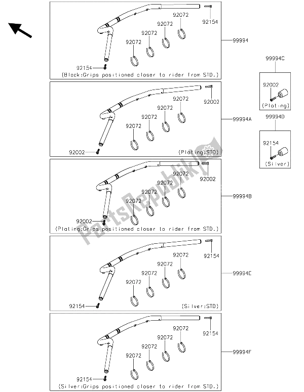 Toutes les pièces pour le Accessoire (guidon) du Kawasaki Vulcan S 650 2015