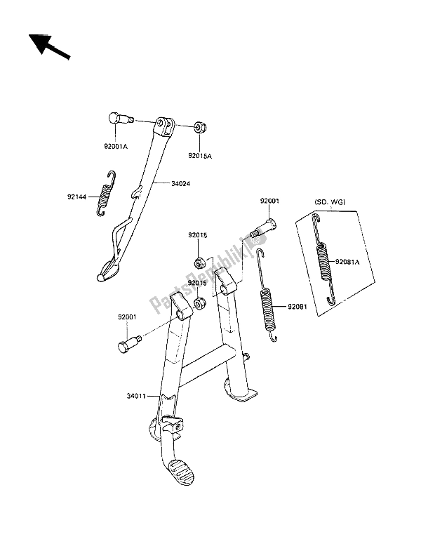 Todas las partes para Stand (s) de Kawasaki GPX 600R 1988