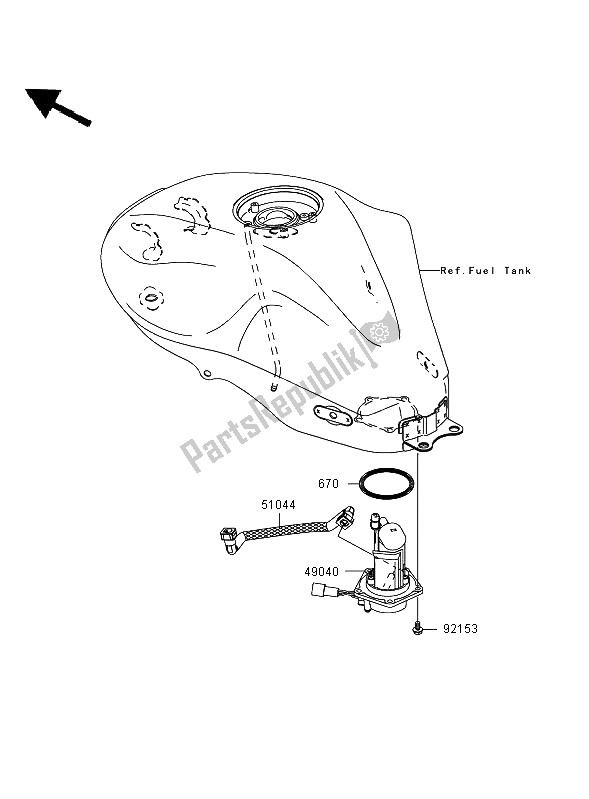 All parts for the Fuel Pump of the Kawasaki ER 6F 650 2008