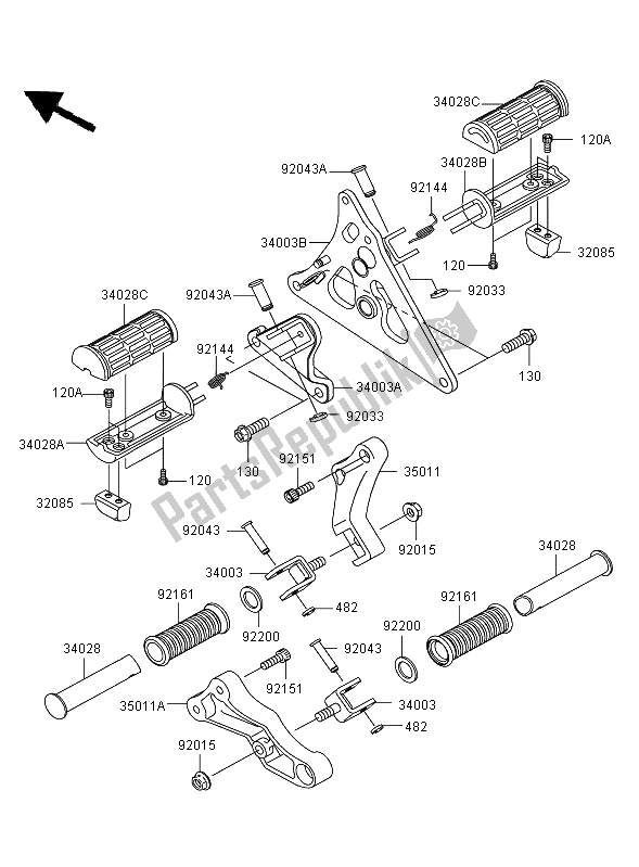 Toutes les pièces pour le Repose-pieds du Kawasaki VN 1600 Mean Streak 2006