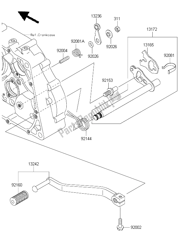 Alle onderdelen voor de Schakelmechanisme van de Kawasaki KLX 125 2015