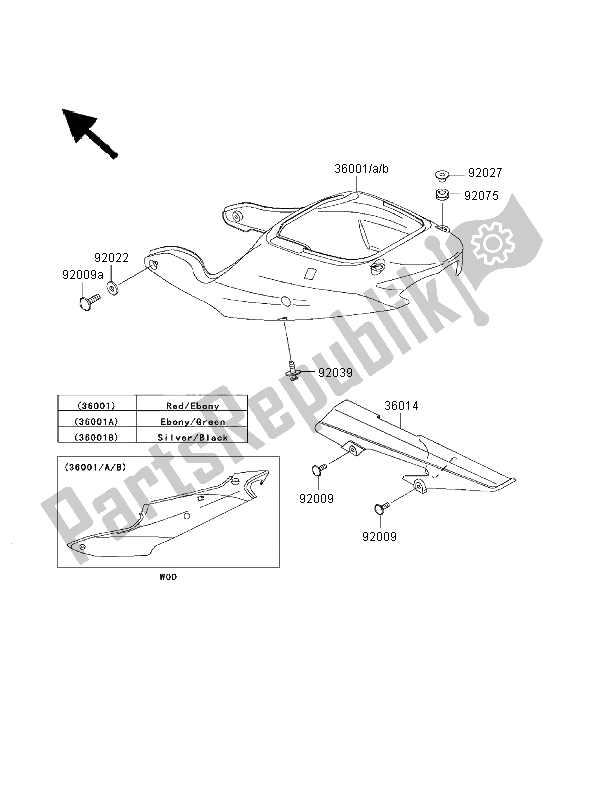 All parts for the Side Covers & Chain Cover of the Kawasaki Ninja ZX 6R 600 2000