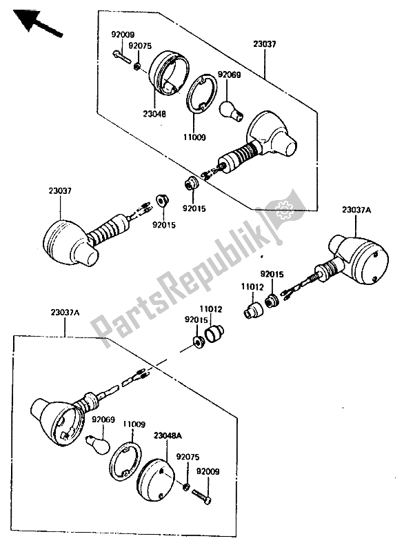 All parts for the Turn Signal of the Kawasaki KLR 600 1985