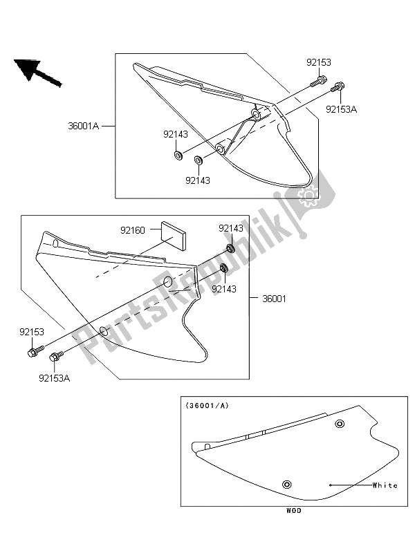 Tutte le parti per il Coperture Laterali del Kawasaki KX 85 SW LW 2011