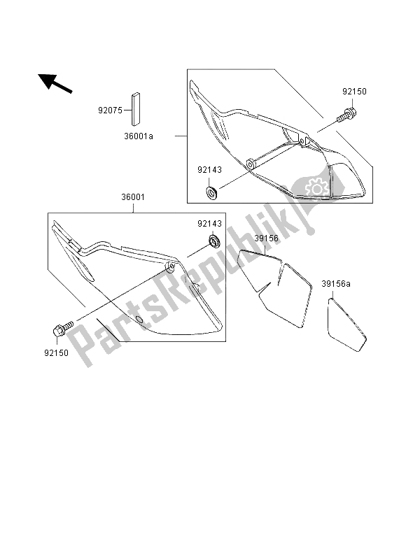 Tutte le parti per il Coperture Laterali del Kawasaki KLX 250R 1996