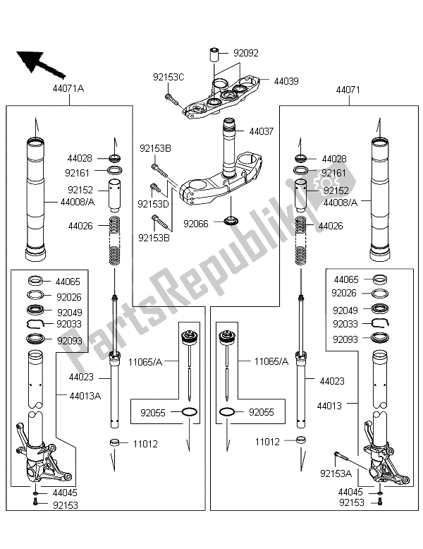 Todas las partes para Tenedor Frontal de Kawasaki Z 750R ABS 2012