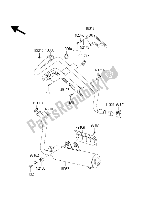 All parts for the Muffler of the Kawasaki KVF 650 Prairie 2002