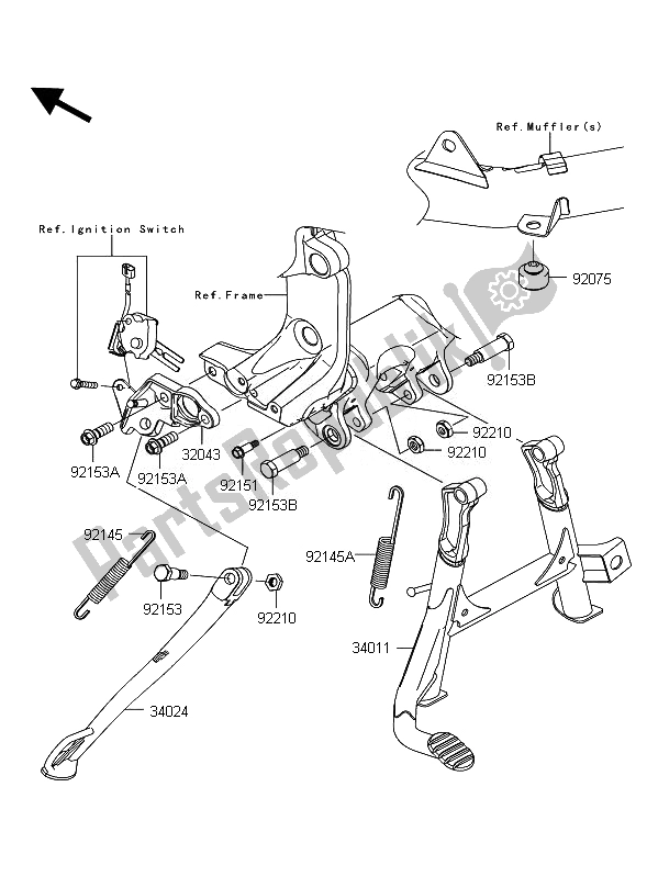 Alle onderdelen voor de Staan van de Kawasaki 1400 GTR ABS 2010