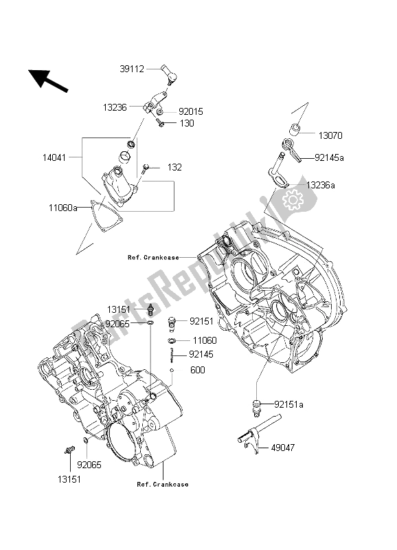 All parts for the Gear Change Mechanism of the Kawasaki KVF 650 Prairie 2002