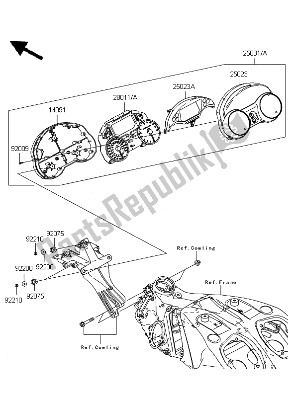 All parts for the Meter of the Kawasaki ZZR 1400 2007