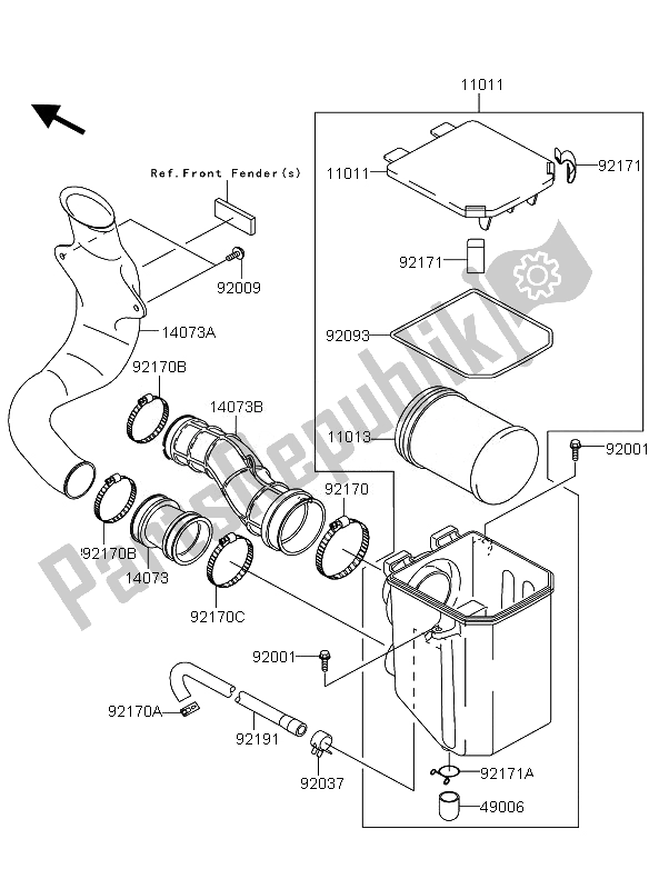 All parts for the Air Cleaner of the Kawasaki KVF 360 4X4 2010