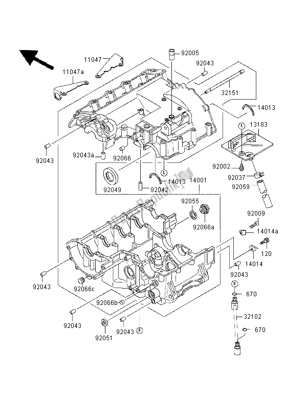 Todas las partes para Caja Del Cigüeñal de Kawasaki ZXR 400 1997