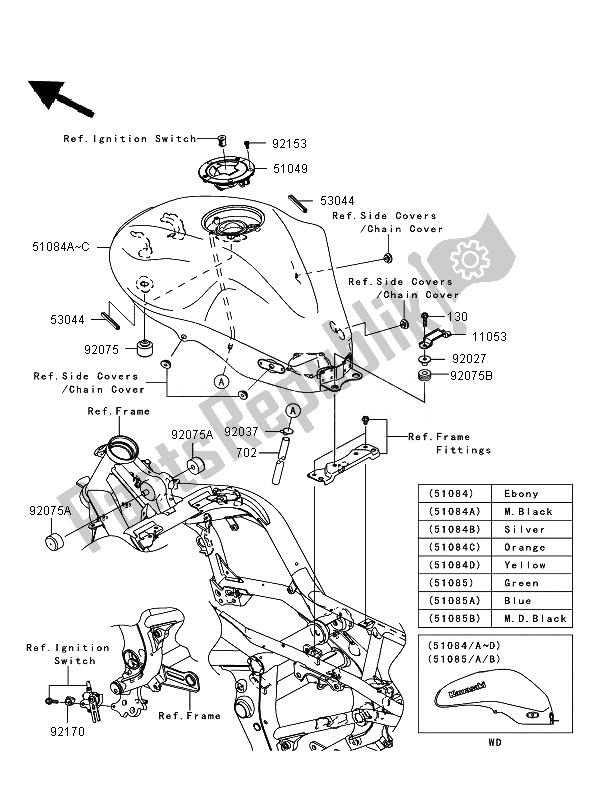 Todas as partes de Tanque De Combustível do Kawasaki ER 6N ABS 650 2007