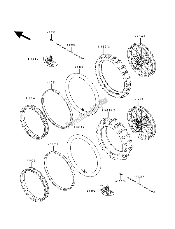 All parts for the Tires of the Kawasaki KX 250 1994